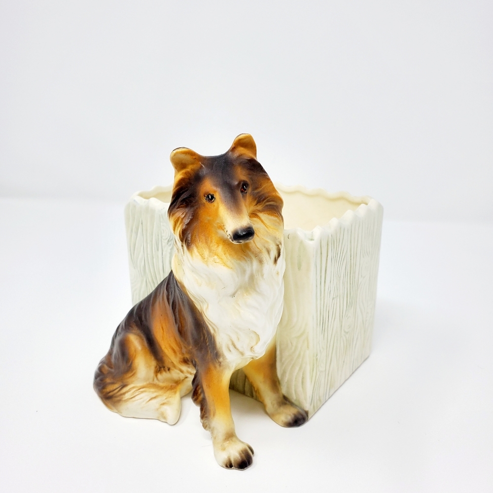 Vintage Rubens Originals Ceramic Collie Dog Picket